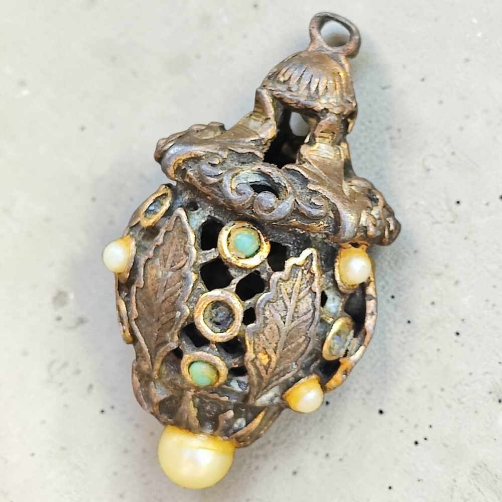 Unusual Vintage Jeweled Acorn Pendant